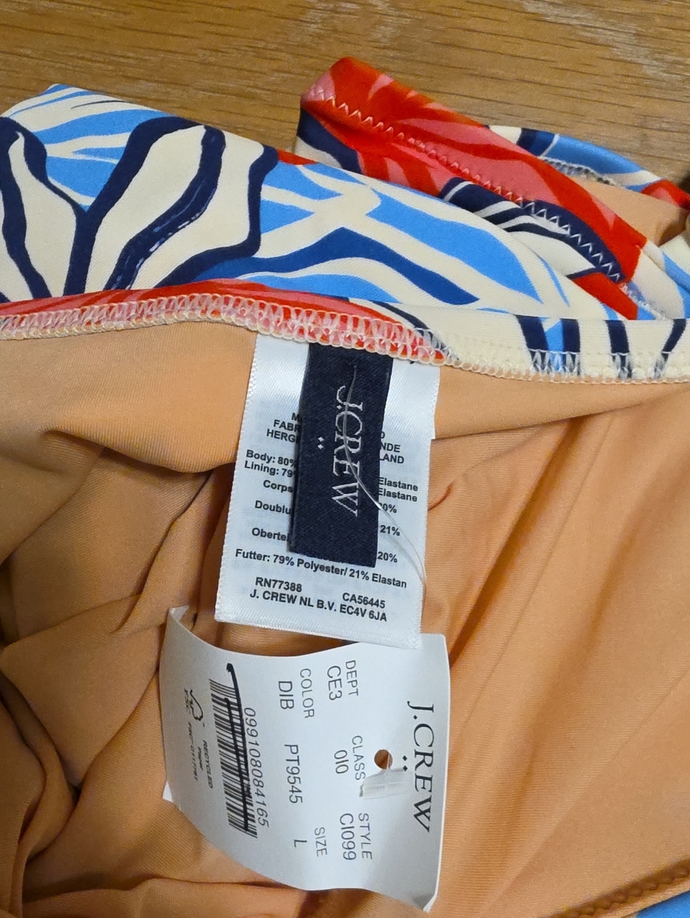 J. Crew RUCHED PLUNGING Floral  One-Piece in Coral, Blue & Cream SIZE L NEW - Picture 6 of 15
